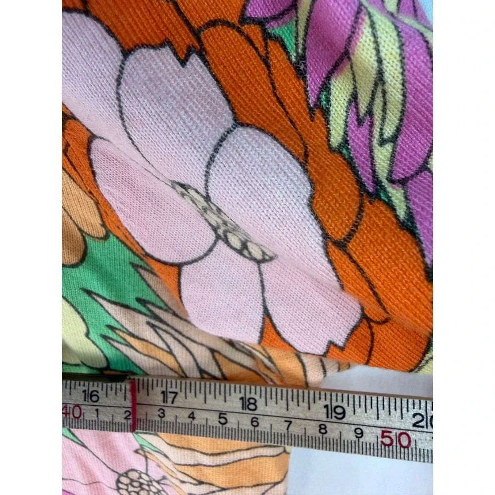 Talbots Floral Cardigan Sweater Womens Med NWT Pink Orange Retro 60s Psychedelic